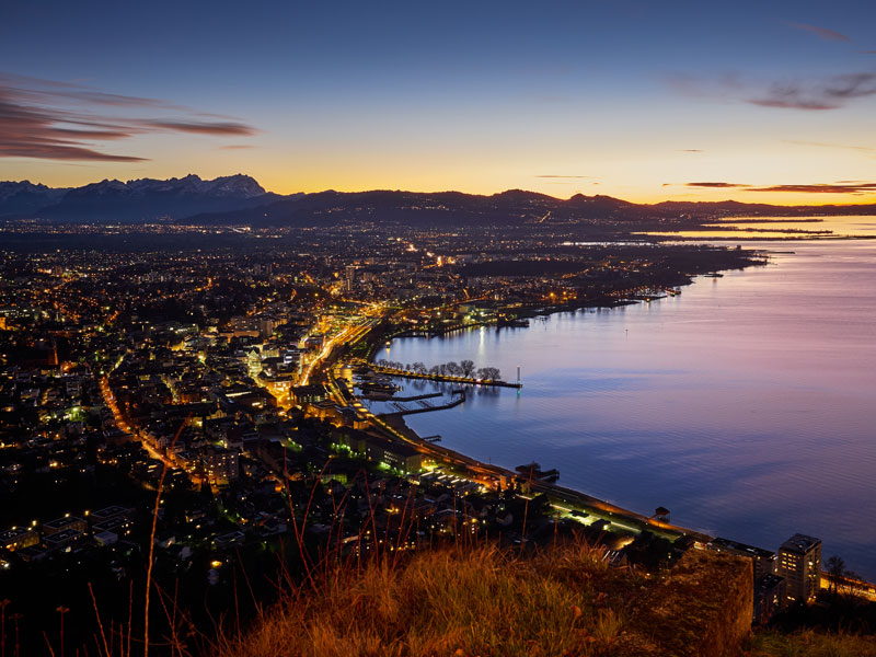 Bregenz Seeufer bei Nacht - Gasthaus Grüner Berg